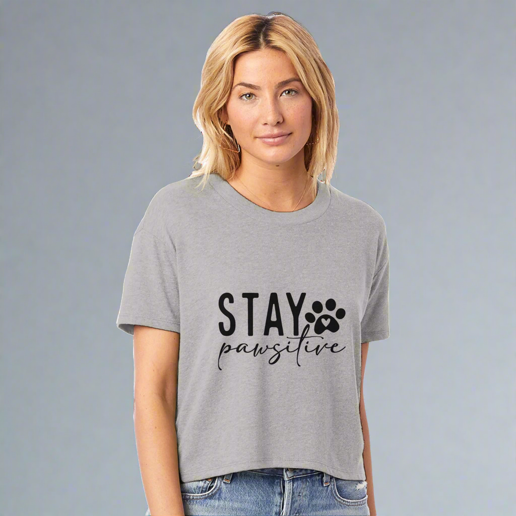 Stay Pawsitive Cropped T-Shirt