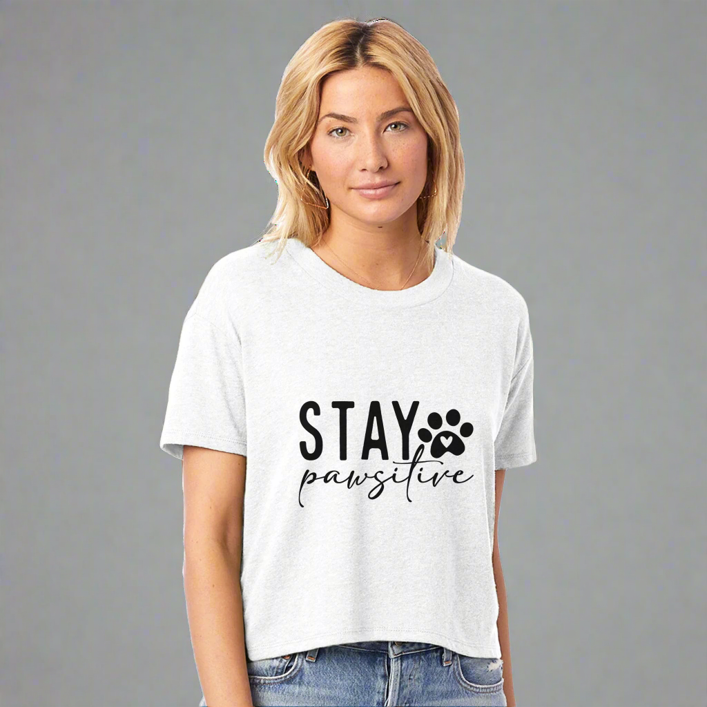Stay Pawsitive Cropped T-Shirt
